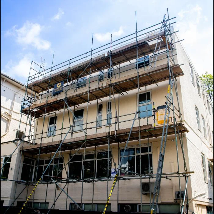 Double Scaffolding around a hotel