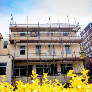 Hotel In Bournemouth with scaffolding