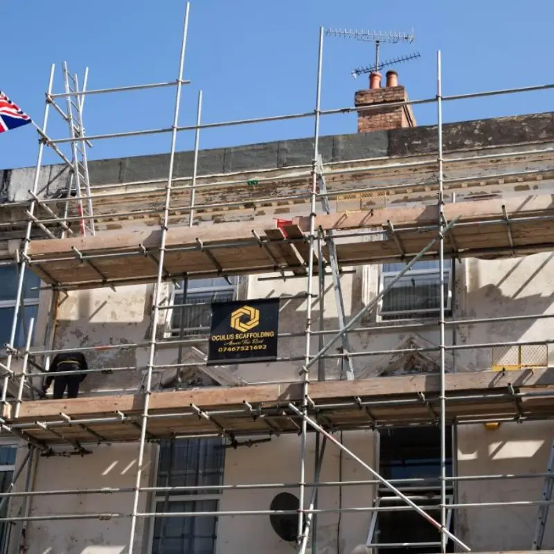 2 Storey House with Oculus Group Scaffolding On the front side